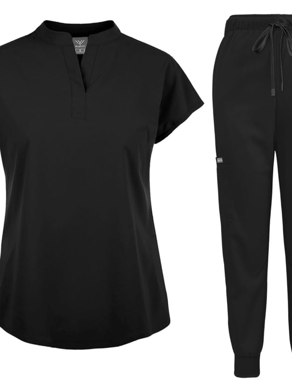 Women's Black Scrub Top & Jogger Pants Set